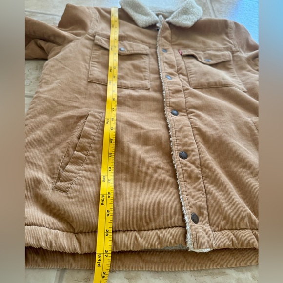 Levi’s Corduroy Sherpa Lined Men’s Trucker Jacket Tan Size Small Pre Owned - Picture 8 of 13